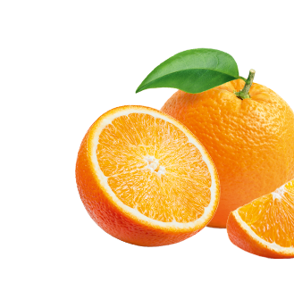 Frucht im Produkt Orange mit Fruchtfleisch